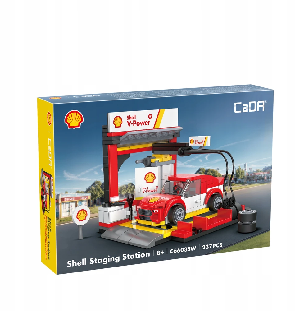 CADA SHELL BLOKUOJA IŠKROVIMO STOTIS 237 ELEMENTUS SU AUTOMOBILIU