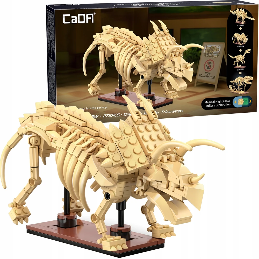 CADA statybinės plytos Dinosaur Triceratops Luminous 272 vnt C59013W
