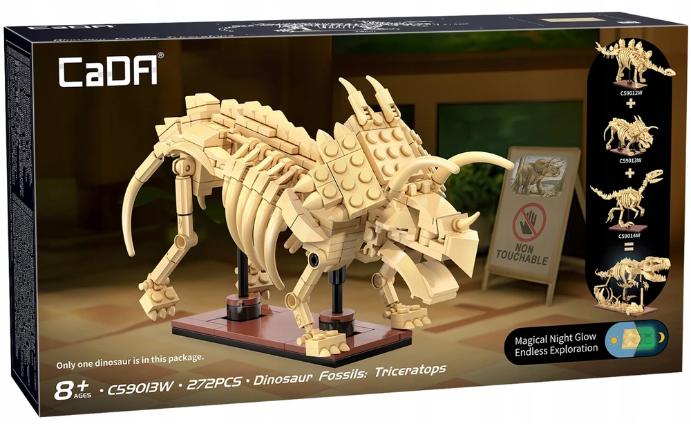 CADA statybinės plytos Dinosaur Triceratops Luminous 272 vnt C59013W