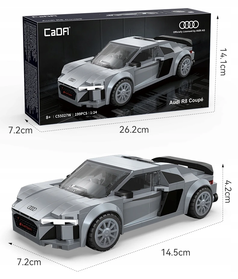 CADA statybiniai blokai Audi R8 Coupe 199 vnt. SPORTINIS AUTOMOBILIS 1:24