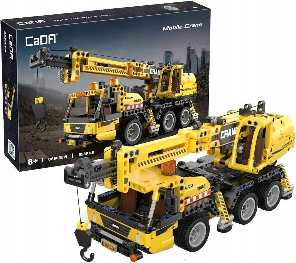 CADA statybiniai blokai Crane CRANE 658 el. DIDELIS statybinis automobilis 37 cm