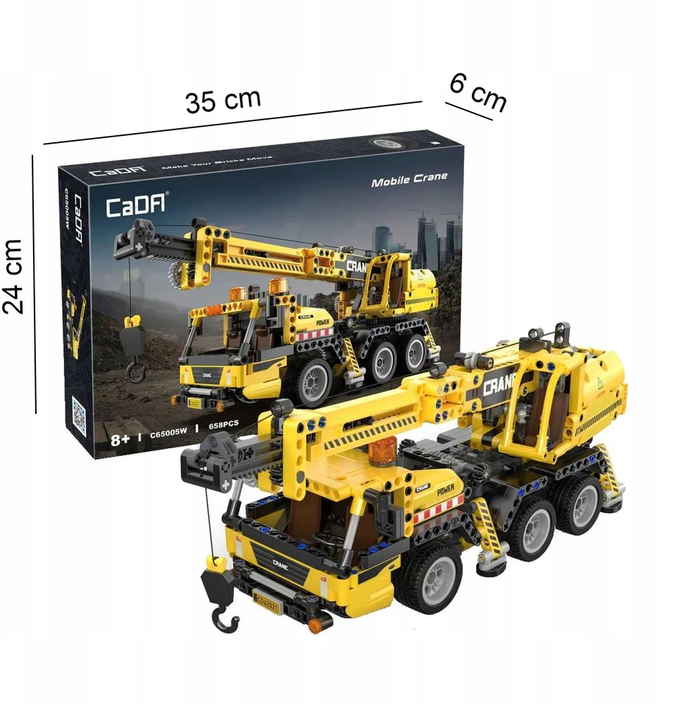 CADA statybiniai blokai Crane CRANE 658 el. DIDELIS statybinis automobilis 37 cm