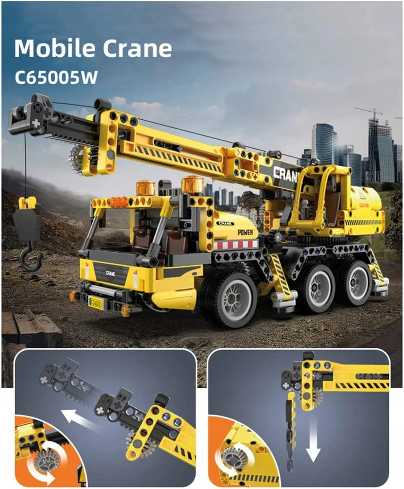 CADA statybiniai blokai Crane CRANE 658 el. DIDELIS statybinis automobilis 37 cm