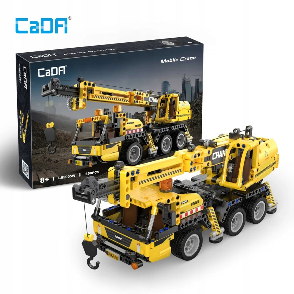 CADA statybiniai blokai Crane CRANE 658 el. DIDELIS statybinis automobilis 37 cm