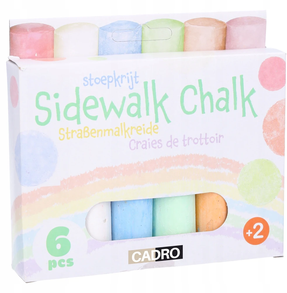 Cadro Kreda chodnikowa gruba kolorowa jumbo do tablicy 10x2.5 cm komplektas 6 vnt