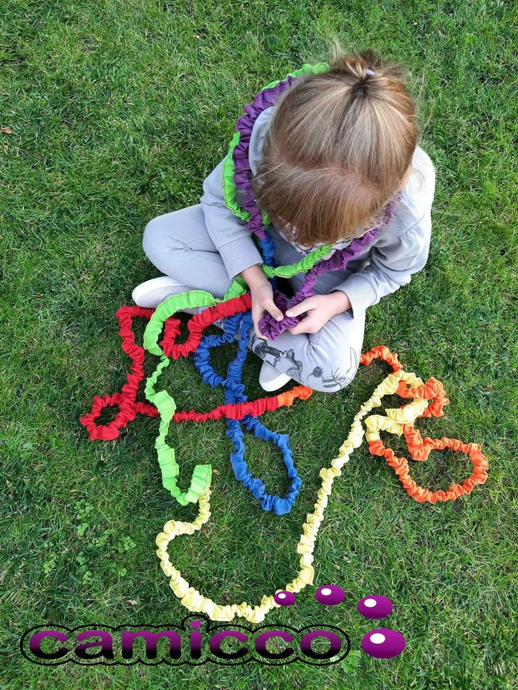 Camicco SENSORY RUBBER, vaivorykštė, 5 m, ANIMACIJA, šokiams, vaikiškų žaidimų guma, 5 m