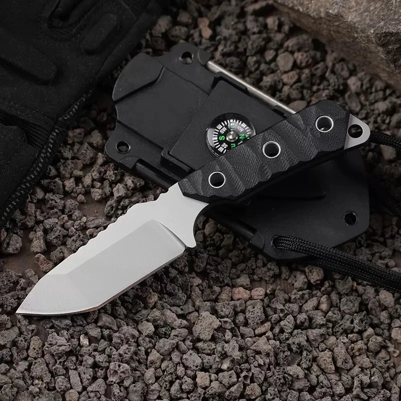 CAMPING Juodas Full-Tang Tactical Hunting Knife Survival EDC dėklas