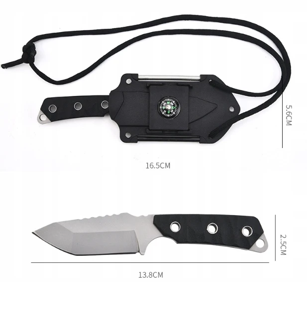 CAMPING Juodas Full-Tang Tactical Hunting Knife Survival EDC dėklas