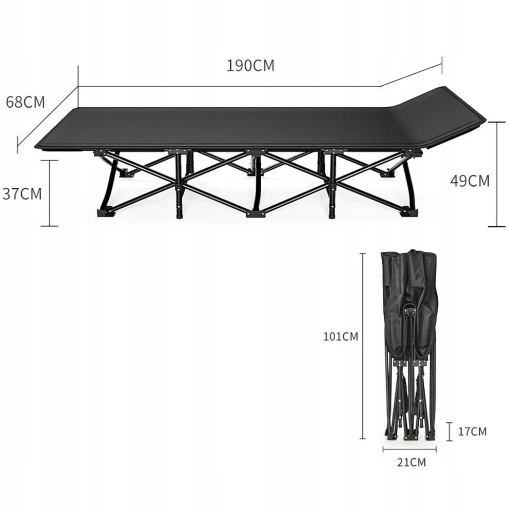 Canadian Folding Camp Tourist Šezlongas 200 kg Juoda