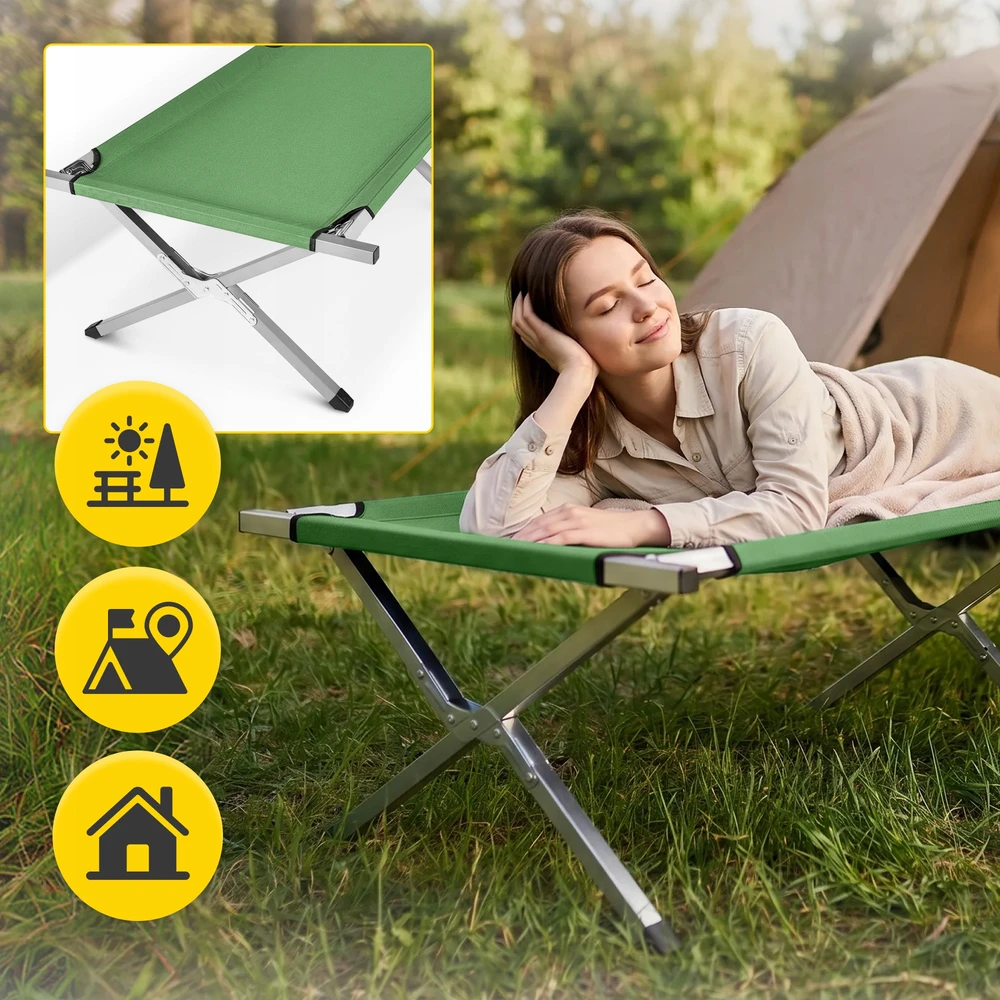 Canadian Tourist Camp Bed 120kg Fishing Survival Žalias Strong