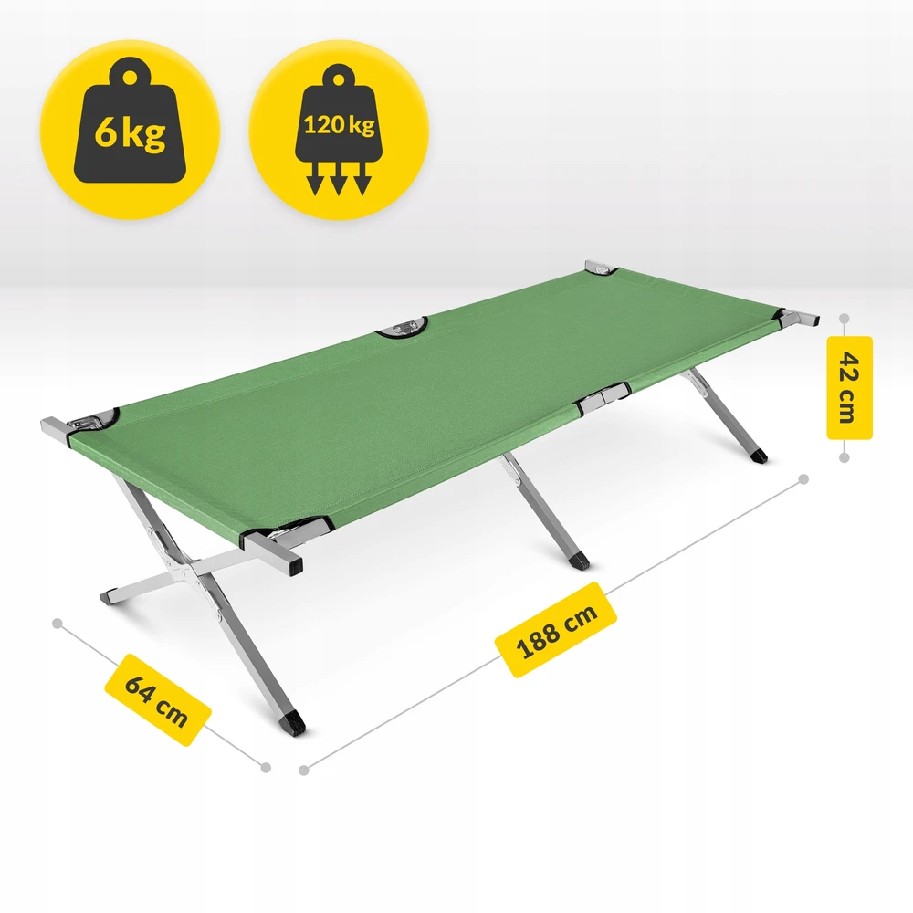Canadian Tourist Camp Bed 120kg Fishing Survival Žalias Strong