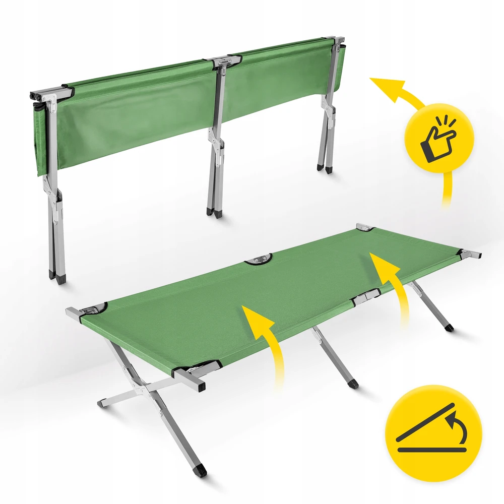 Canadian Tourist Camp Bed 120kg Fishing Survival Žalias Strong