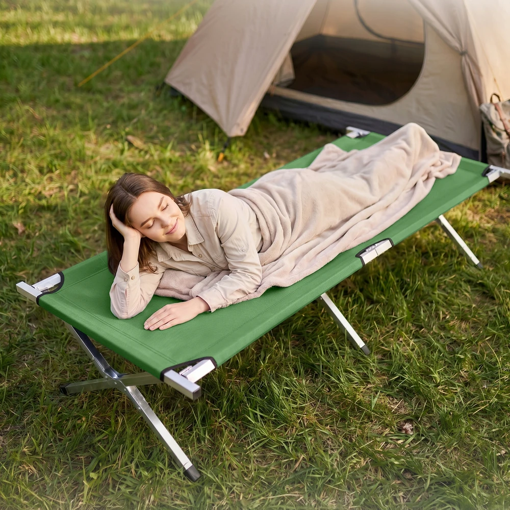 Canadian Tourist Camp Bed 120kg Fishing Survival Žalias Strong