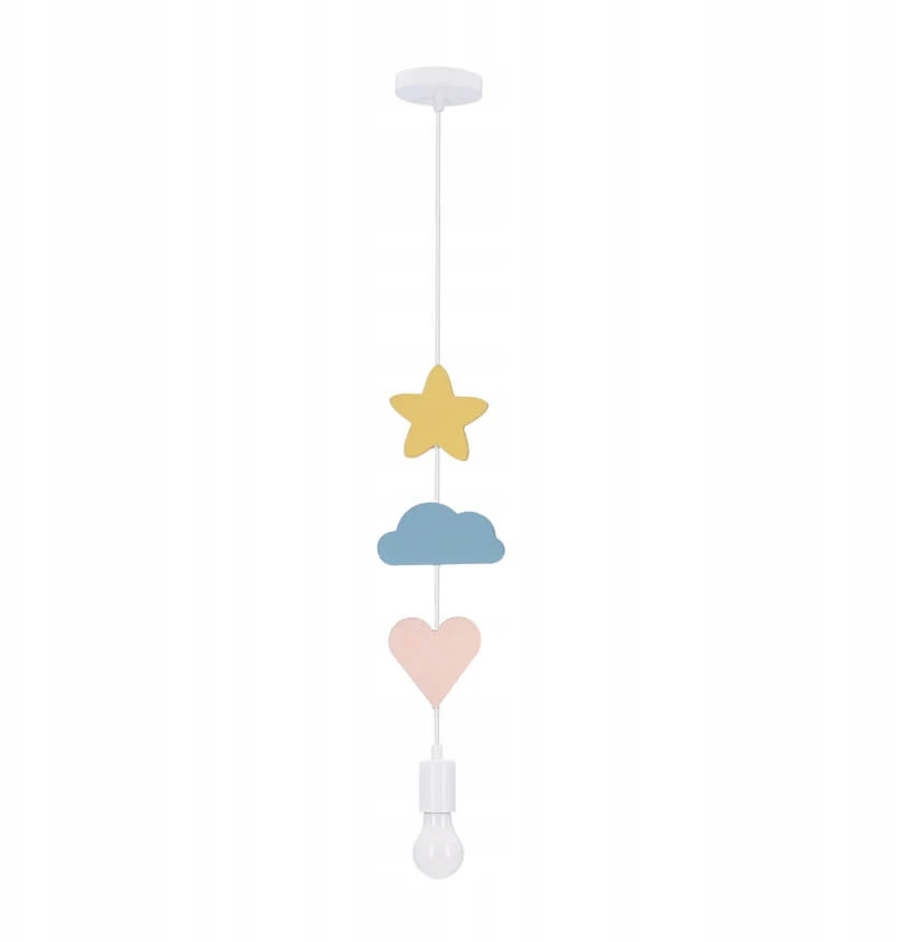 Pakabinamas šviestuvas Candellux HEART CS LAMPA WISZĄCA 1X20W E27 IQ KIDS ROŽINĖ+Mėlynas+Baltas