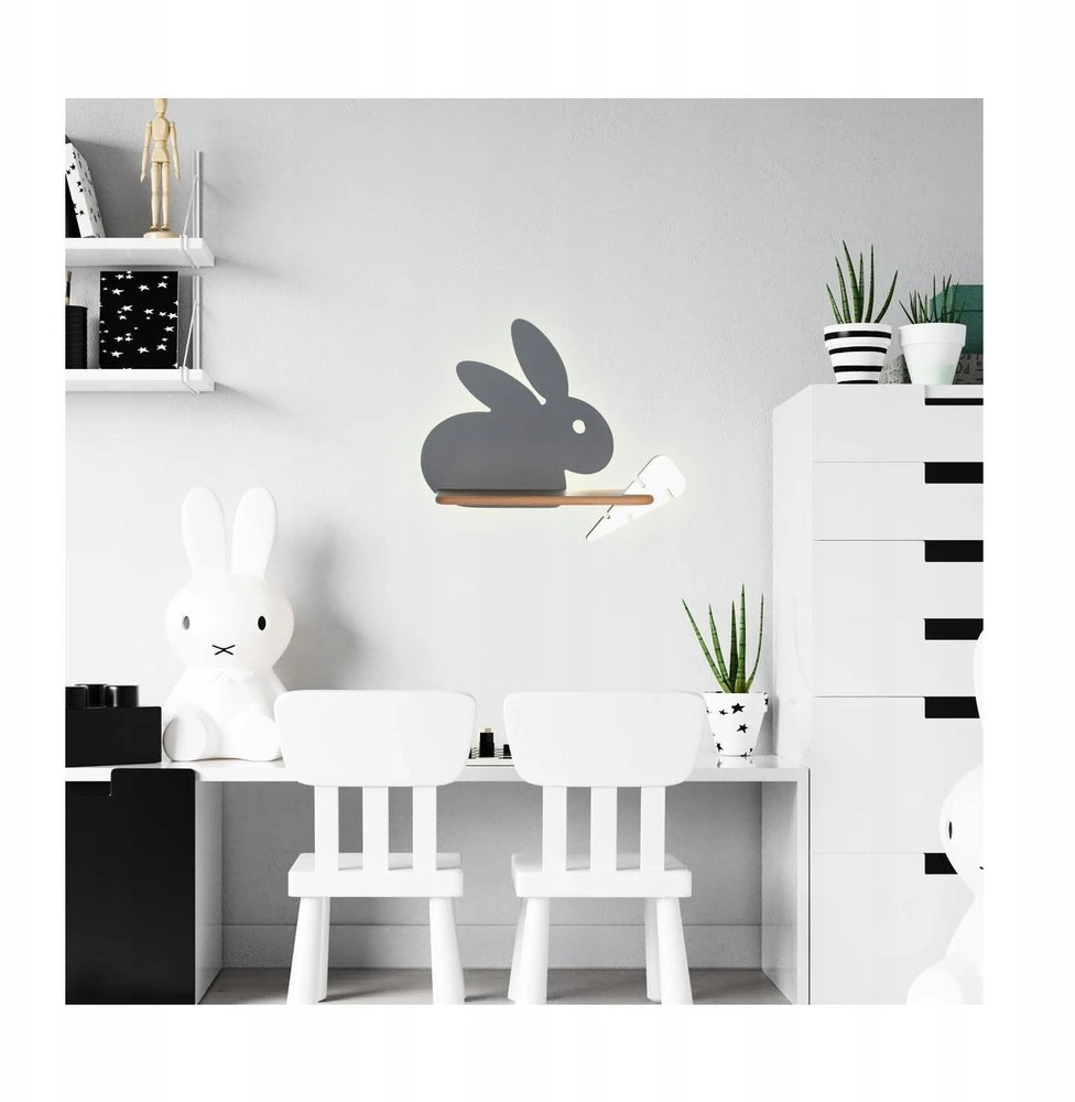 Candellux Lighting Candellux sieninis šviestuvas Rabit 21-85184, pilkos/baltos/medžio spalvos