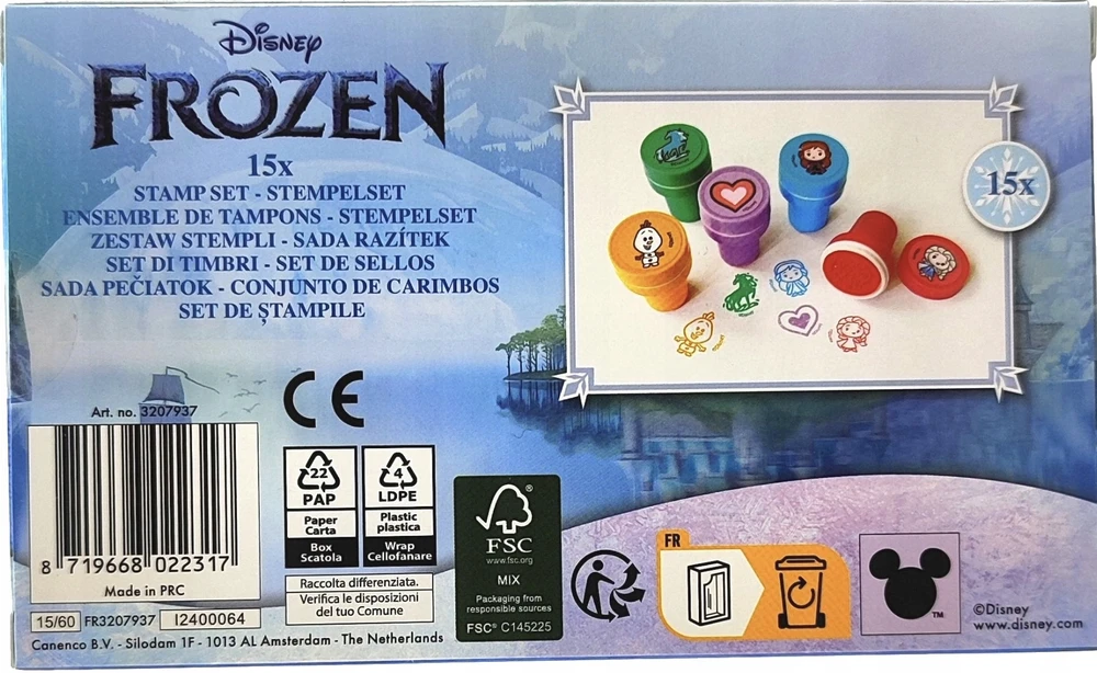 Canenco FROZEN pašto ženklų rinkinys Frozen pašto ženklai motyvaciniai pašto ženklai 15 vnt