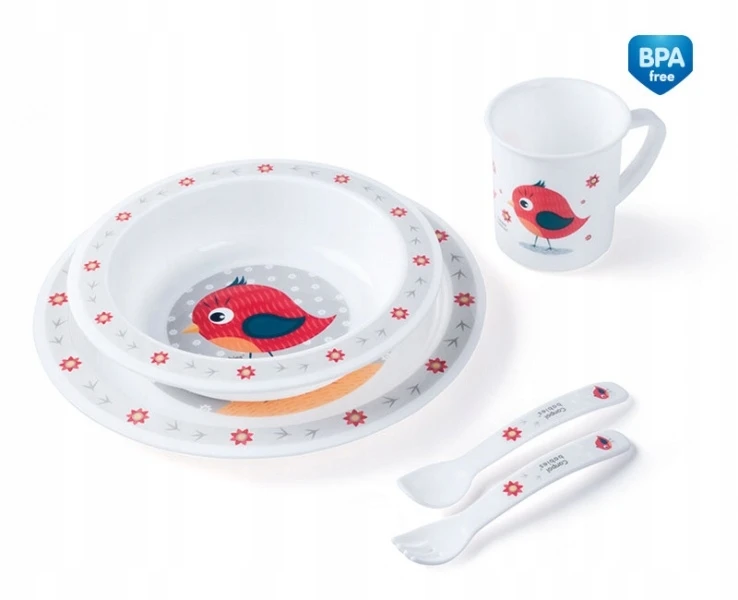 CANPOL BABIES plastikinių indų ir įrankių rinkinys Paukščiukas 5 d. 4/401