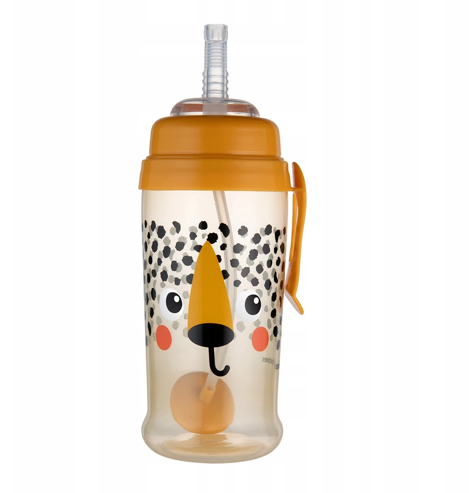 Canpolbabies CANPOL BABIES neišsipilanti sportinė gertuvė su šiaudeliu BabiesBoo cheetah, 270 ml, 56/510_ora