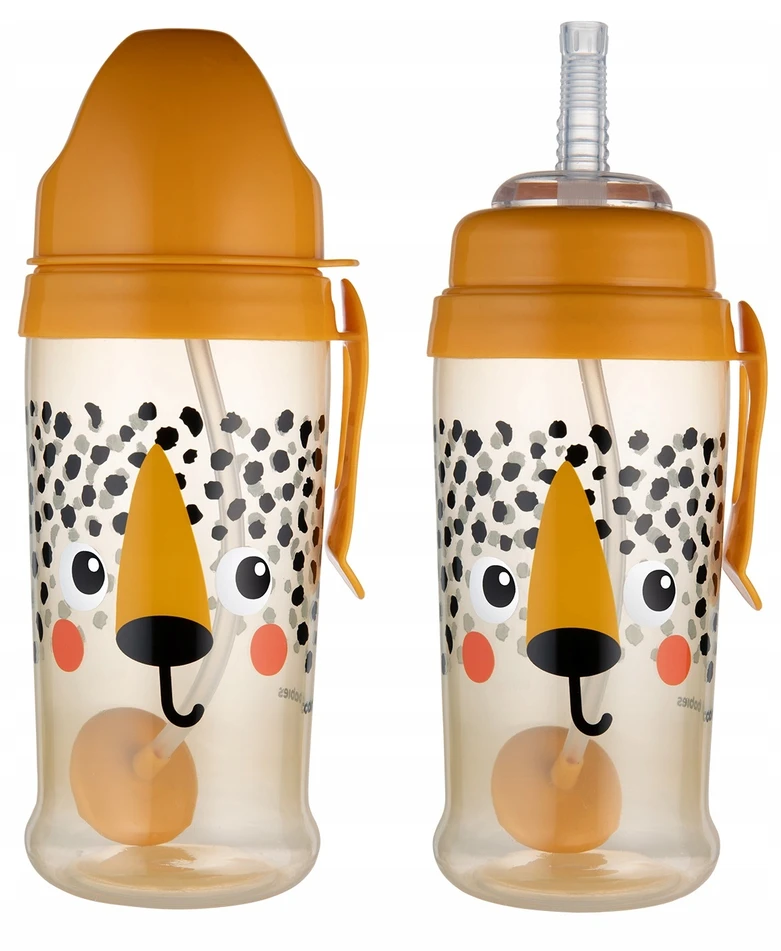 Canpolbabies CANPOL BABIES neišsipilanti sportinė gertuvė su šiaudeliu BabiesBoo cheetah, 270 ml, 56/510_ora