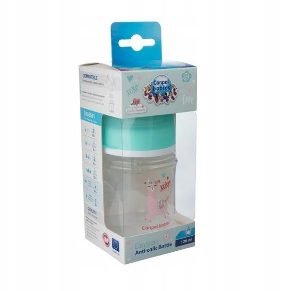 Canpolbabies CANPOL 35/220 EasyStart Exotic 120ml buteliukas nuo dieglių plačios burnos žalias