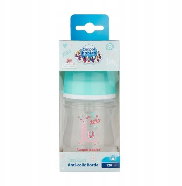 Canpolbabies CANPOL 35/220 EasyStart Exotic 120ml buteliukas nuo dieglių plačios burnos žalias
