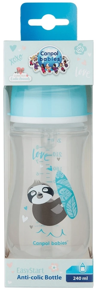 Canpolbabies CANPOL 35/221 EasyStart Egzotiškas platus buteliukas nuo dieglių 240ml mėlynas