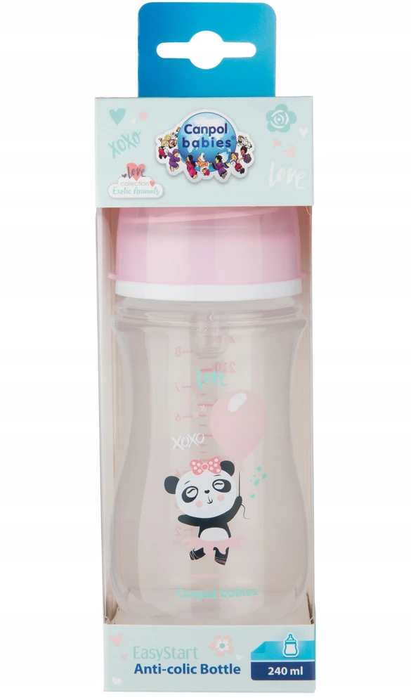 Canpolbabies CANPOL 35/221 EasyStart Egzotiškas platus buteliukas nuo dieglių 240ml rožinis