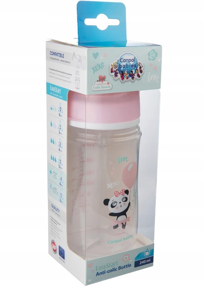 Canpolbabies CANPOL 35/221 EasyStart Egzotiškas platus buteliukas nuo dieglių 240ml rožinis