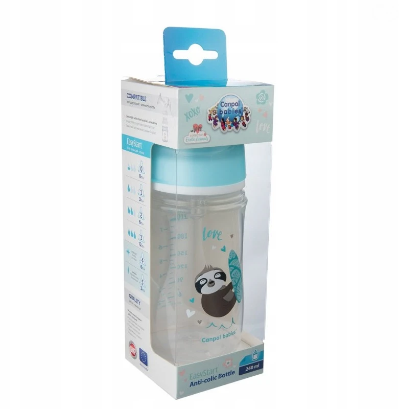 Canpolbabies CANPOL 35/221 EasyStart Egzotiškas platus buteliukas nuo dieglių 240ml mėlynas