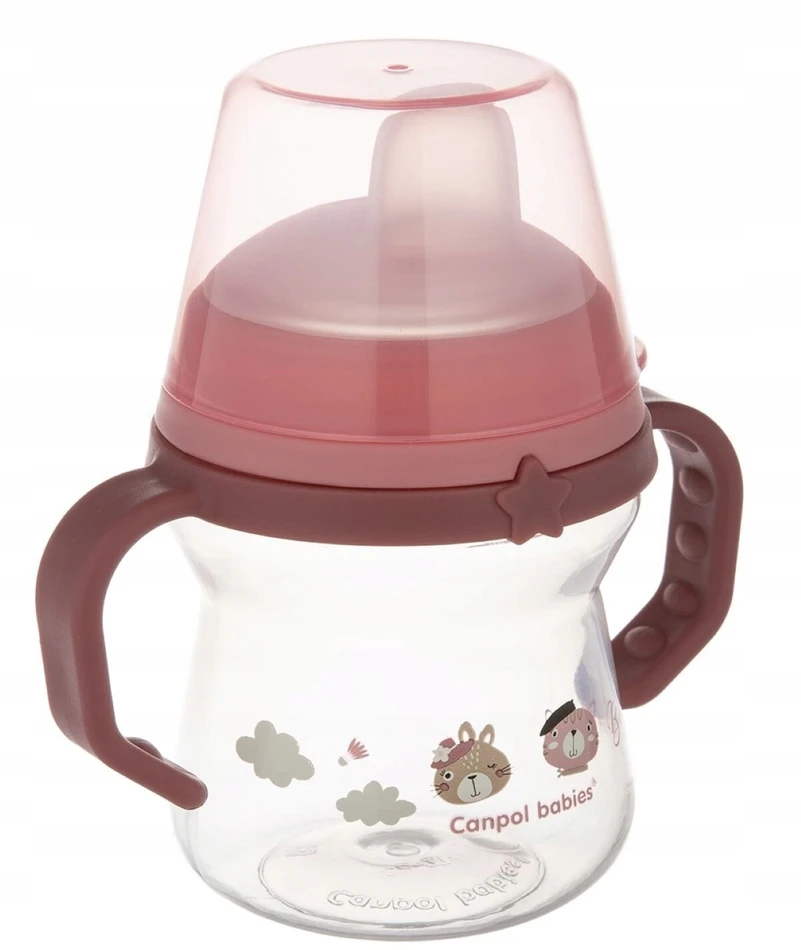 Canpol babies gertuvė su silikoniniu snapeliu FirstCup 150ml BONJOUR PARIS (56/612_pin)