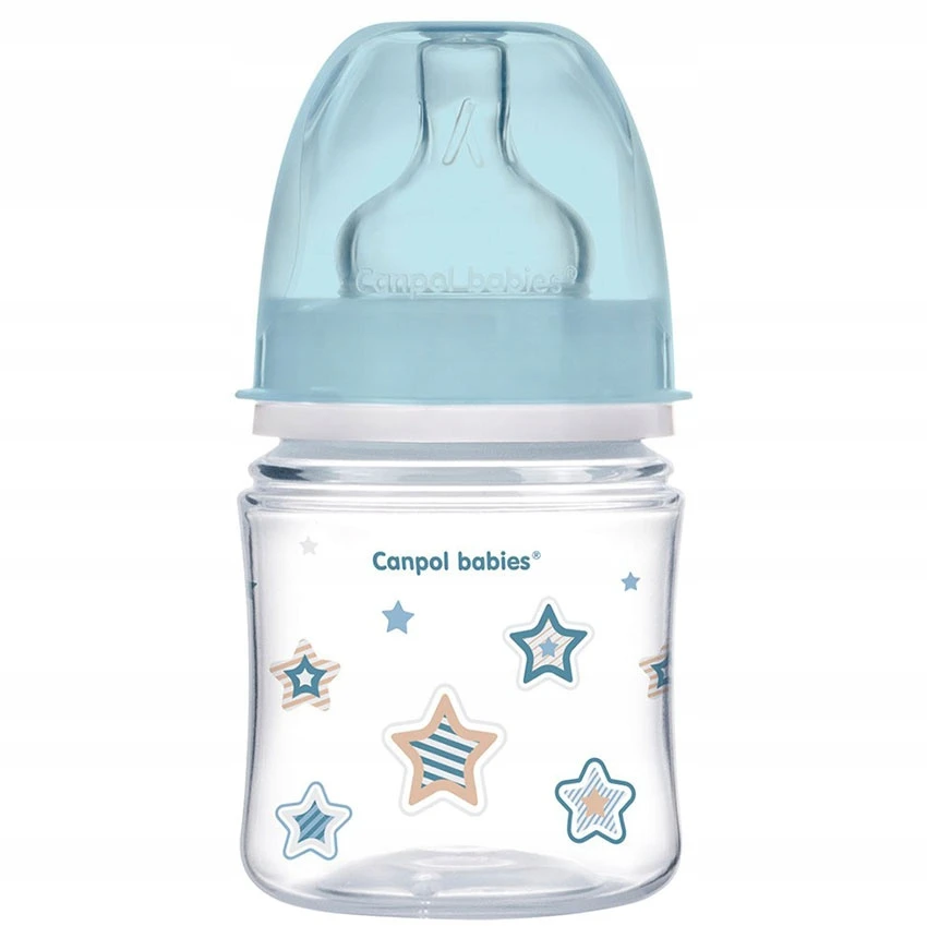 Canpolbabies CANPOL BABIES buteliukas plataus kaklelio Easy Start Newborn Anti-colic 120ml 35/216 mėlynas stars