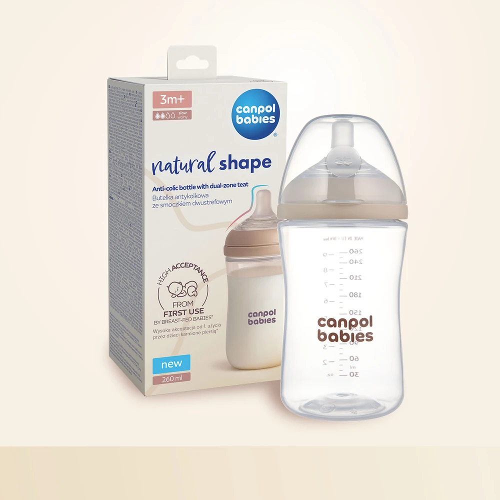 Canpolbabies CANPOL BABIES maitinimo buteliukas su žinduku NATURAL SHAPE, 260 ml, 35/401