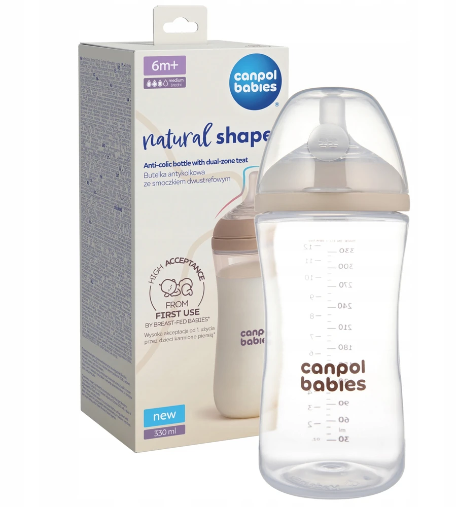 Canpolbabies CANPOL BABIES maitinimo buteliukas su žinduku NATURAL SHAPE, 330 ml, 35/402