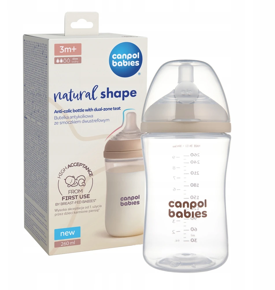 Canpolbabies CANPOL BABIES maitinimo buteliukas su žinduku NATURAL SHAPE, 260 ml, 35/401