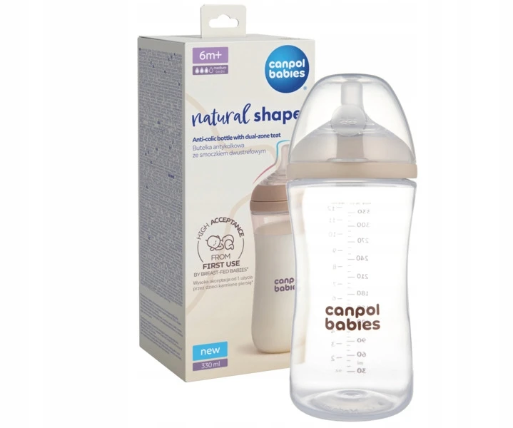 Canpolbabies CANPOL BABIES maitinimo buteliukas su žinduku NATURAL SHAPE, 330 ml, 35/402