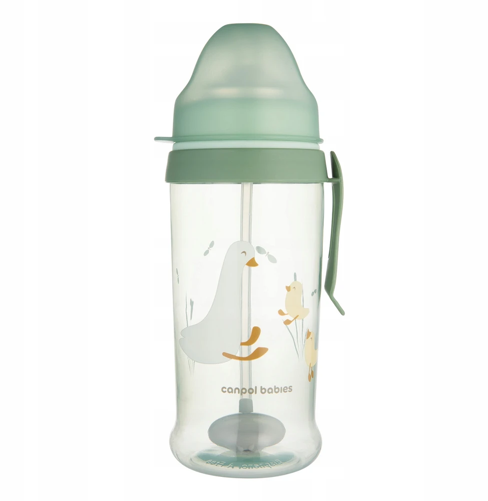Canpolbabies CANPOL 56/510_gre Neišsiliejantis vandens butelis su vamzdeliu ir virduliu 350ml GOOSE