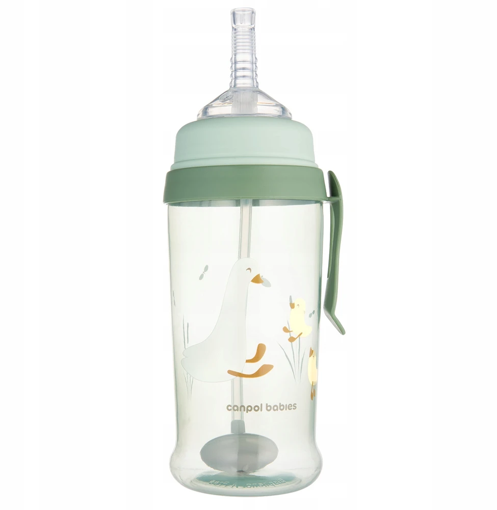 Canpolbabies CANPOL 56/510_gre Neišsiliejantis vandens butelis su vamzdeliu ir virduliu 350ml GOOSE