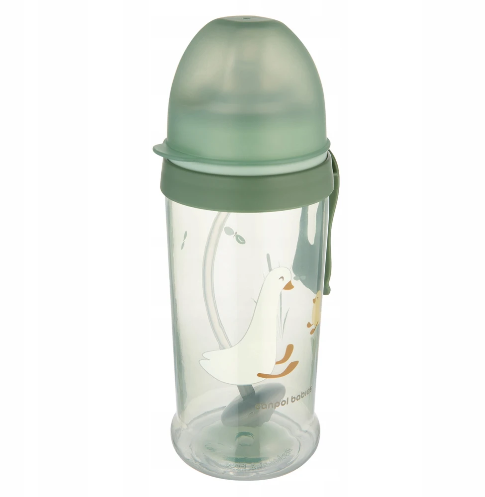 Canpolbabies CANPOL 56/510_gre Neišsiliejantis vandens butelis su vamzdeliu ir virduliu 350ml GOOSE