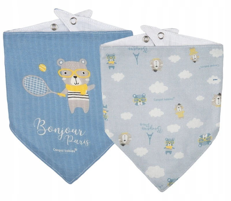 Canpolbabies CANPOL BABIES pirmasis muslino seilinukas BONJOUR PARIS, 0m+, 2 vnt., mėlynas, 26/900_blu