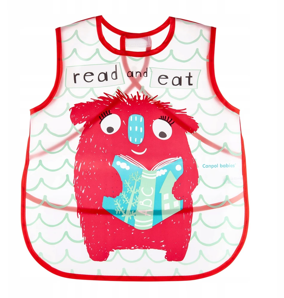 Canpolbabies CANPOL BABIES minkšta vandeniui nepralaidi prijuostė Monsters, raudona, 9/237_red