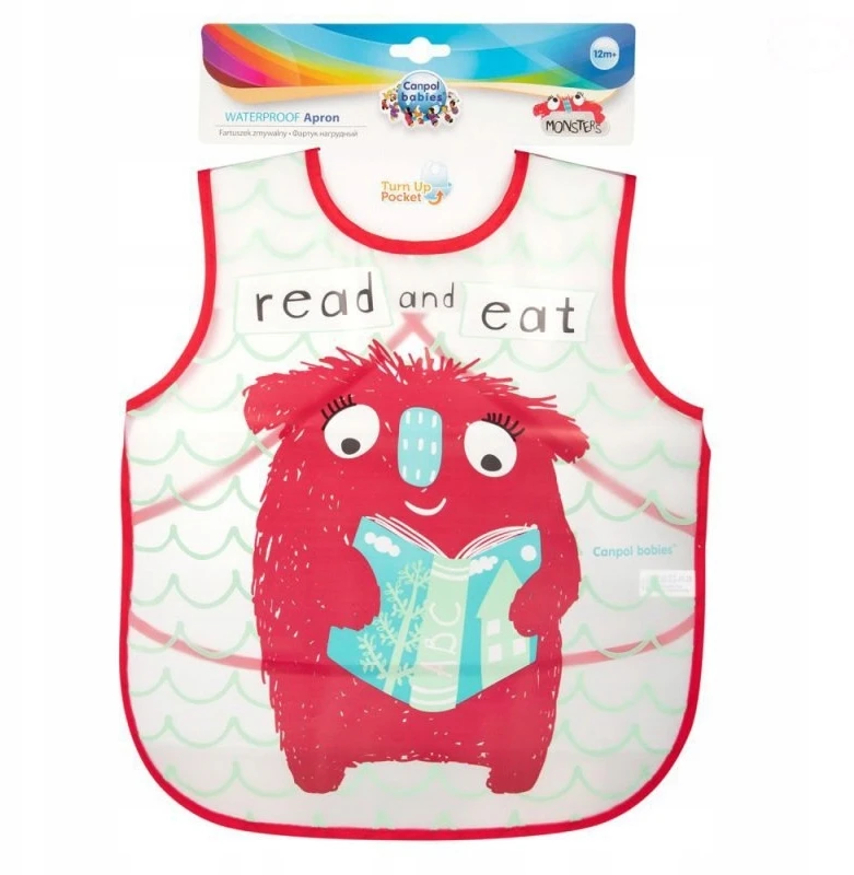 Canpolbabies CANPOL BABIES minkšta vandeniui nepralaidi prijuostė Monsters, raudona, 9/237_red