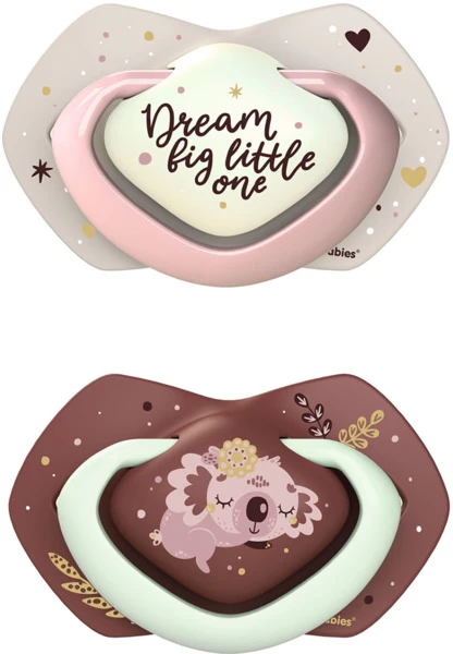 Canpolbabies CANPOL BABIES simetrinis silikoninis čiulptukas SLEEPY KOALA, 18m+, pink, 2vnt., 22/660_pin