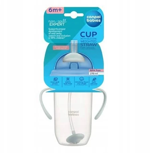 Canpolbabies CANPOL BABIES neišsipilanti gertuvė su šiaudeliu, 270 ml, žalias, 56/623_gre
