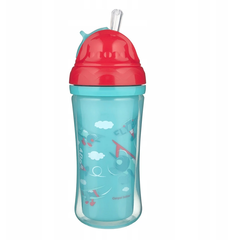 Canpolbabies Canpol Babies sportinis puodelis su silikoniniu šiaudeliu Planes 260ml, 74/052