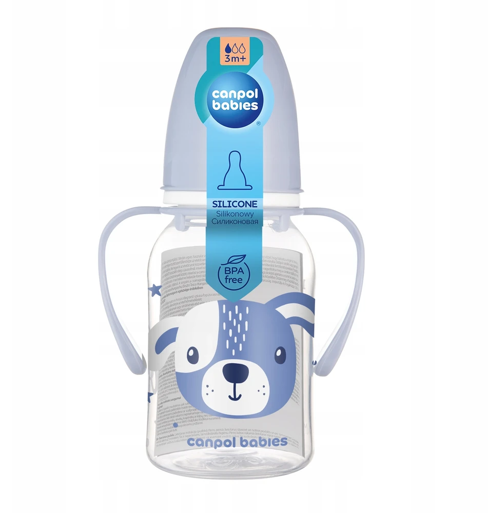 Canpolbabies Canpol babies Standartinis buteliukas su rankenėlėmis 120ml CUTE ANIMALS 3m+