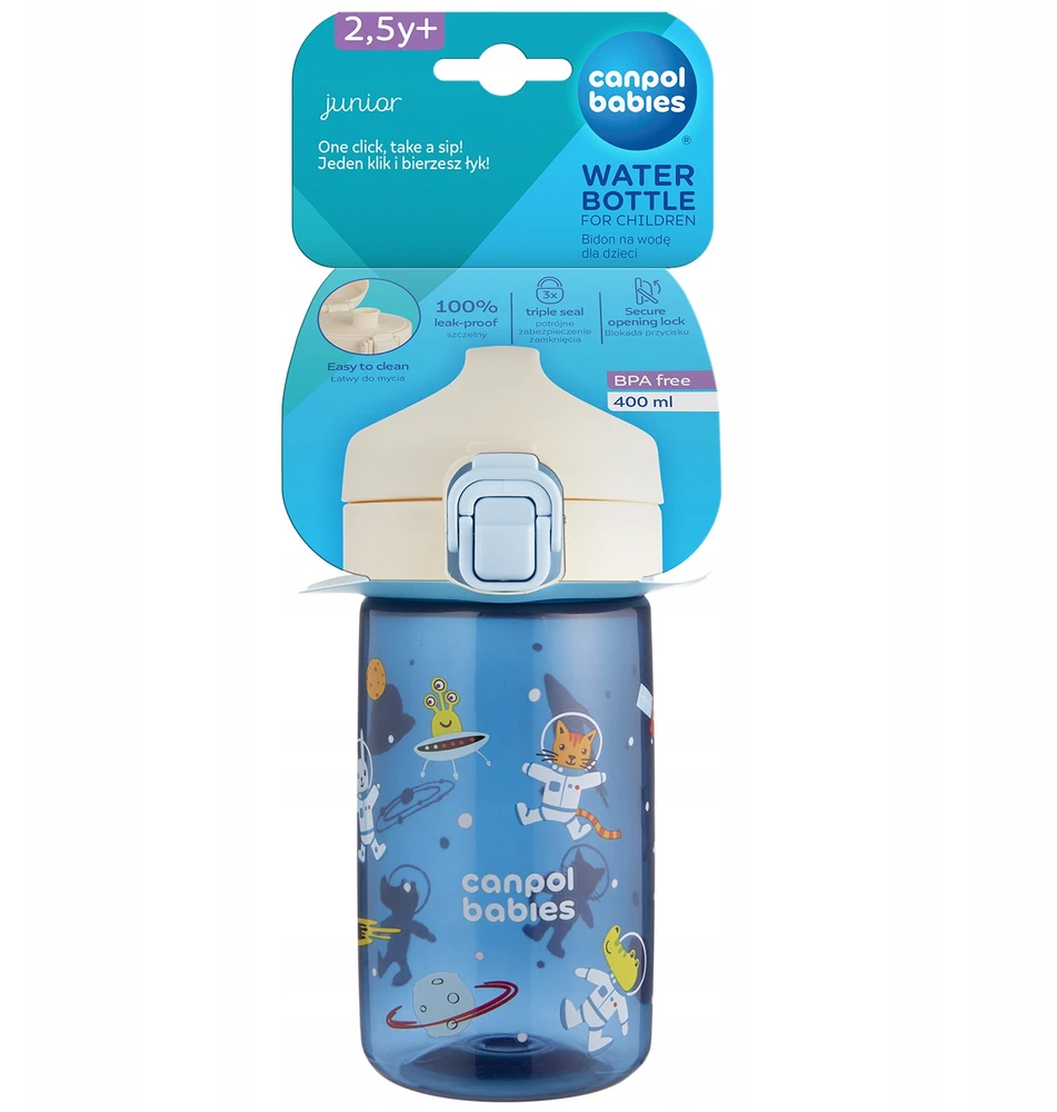 Canpolbabies Canpol babies Vandens buteliukas vaikams nuo 2,5 metų Junior 400 ml mėlynas
