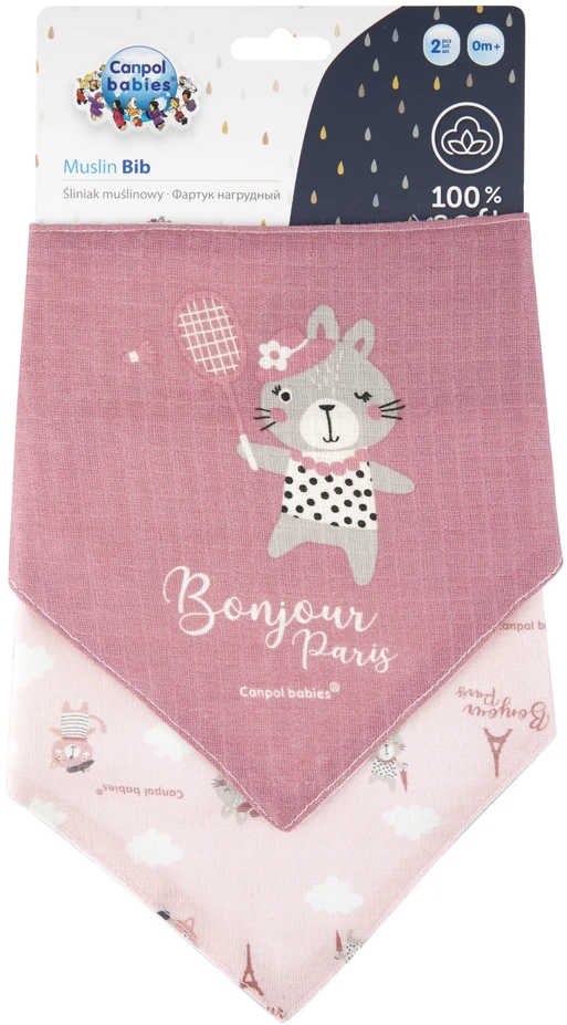 Canpolbabies CANPOL BABIES pirmasis muslino seilinukas BONJOUR PARIS, 0m+, 2 vnt., pink, 26/900_pin
