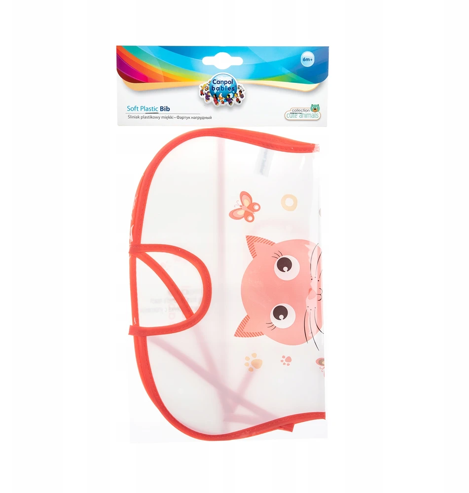 Canpolbabies CANPOL BIB MINKŠTAS PLASTIKLAS PLAUTAMAS SU POCKET CAT 2/919
