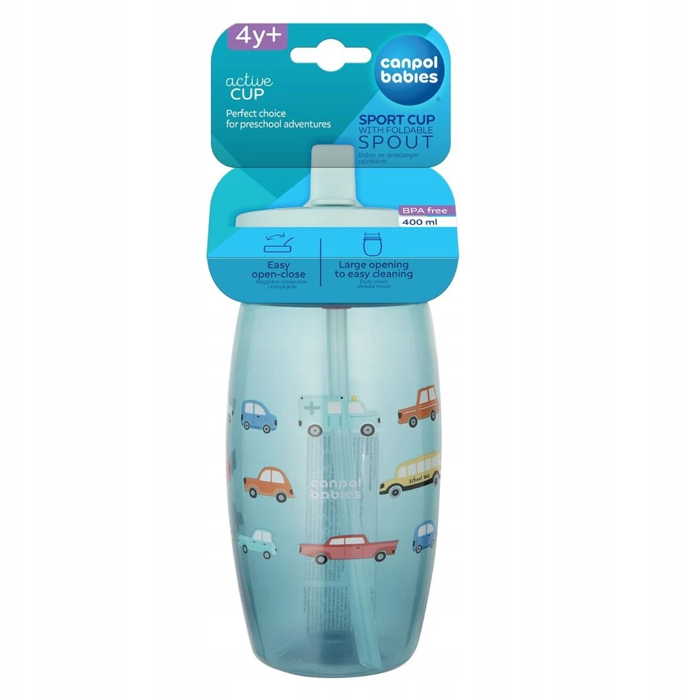 Canpolbabies CANPOL BABIES sportinė gertuvė su užlenkiamu snapeliu CARS, 400 ml, 56/618_blu