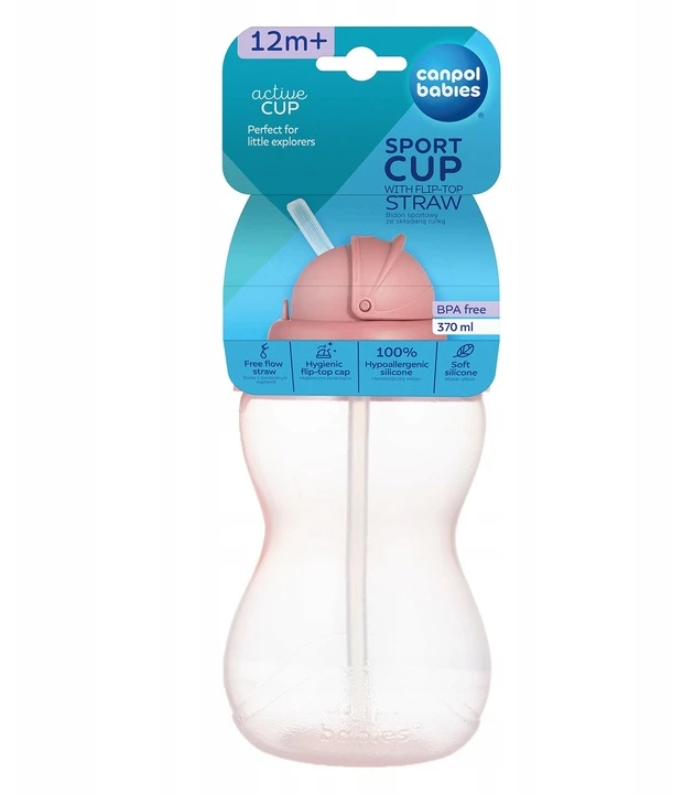 Canpolbabies CANPOL BABIES gertuvė su šiaudeliu 370ml 56/113_pink2